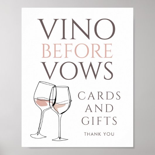 Vino Before Vows Doodle Cards Gifts Bridal Shower Poster (Vorne)