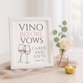 Vino Before Vows Doodle Cards Gifts Bridal Shower Poster