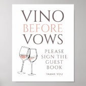 Vino Before Vows Doodle Guest Book Bridal Shower Poster (Vorne)