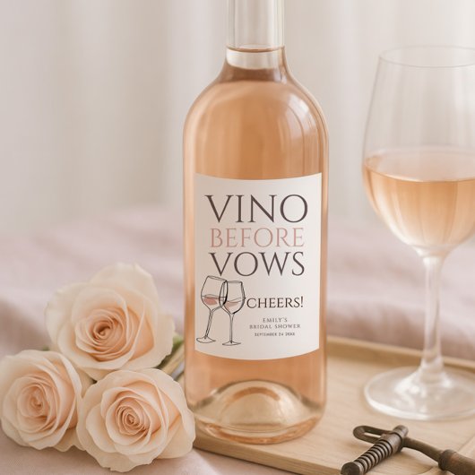 Vino Before Vows Doodle Wine Cheers Bridal Shower Weinetikett