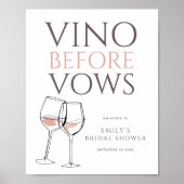 Vino Before Vows Doodle Wine Welcome Bridal Shower Poster (Vorne)