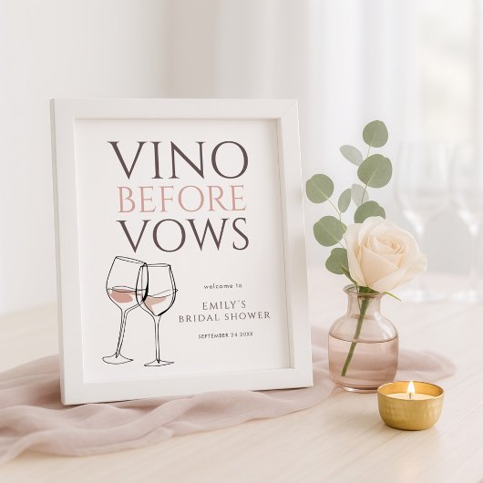 Vino Before Vows Doodle Wine Welcome Bridal Shower Poster