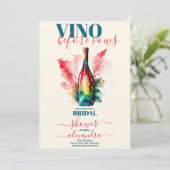 Vino Before Vows Elegantes Brautparty Einladung (Stehend Vorderseite)