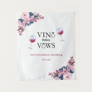 Vino Before Vows Floral Brautparty Hintergrund Wandteppich