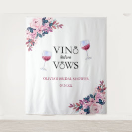 Vino Before Vows Floral Brautparty Hintergrund Wandteppich