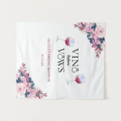 Vino Before Vows Floral Brautparty Hintergrund Wandteppich (Vorderseite (Horizontal))
