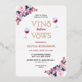 Vino Before Vows Floral Wine Theme Brautparty Folieneinladung