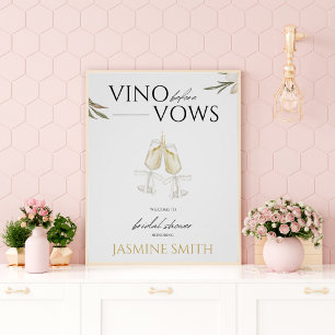Vino before Vows Florale Hochzeitsdusche Willkomme Poster