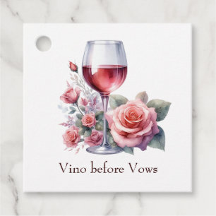 Vino Before Vows Florale Wein-Hochzeitsdusche Geschenkanhänger