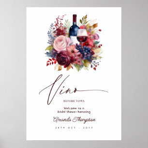 Vino Before Vows Florales Wein Bridal Shower Willk Poster