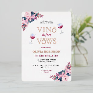 Vino Before Vows Florales Wein Thema Junggesellinn Folieneinladung