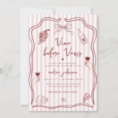 Vino Before Vows Hand Drawn Bachelorette Weekend Einladung (Vorderseite)