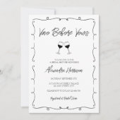 Vino Before Vows Hand Drawn Scripple Brautparty Einladung (Vorderseite)