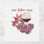 Vino Before Vows Junggesellinnenabschied Design | Weinetikett (Einzelnes Label)