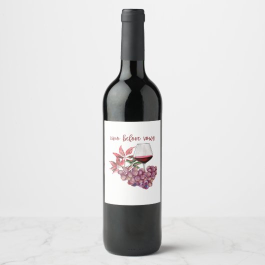 Vino Before Vows Junggesellinnenabschied Design | Weinetikett (Vorderseite)