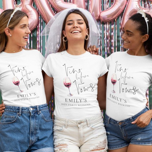 Vino Before Vows Matron of Honor Hen Party T-Shirt