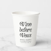 Vino Before Vows | Minimal Retro Bachelorette Pappbecher (Rückseite)