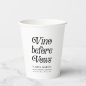 Vino Before Vows | Minimal Retro Bachelorette Pappbecher (Vorderseite)