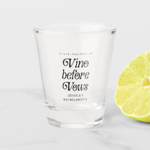Vino Before Vows Minimal Retro Bachelorette Schnapsglas