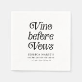 Vino Before Vows | Minimal Retro Bachelorette Serviette (Vorderseite)