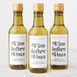Vino Before Vows | Minimal Retro Bachelorette Weinetikett