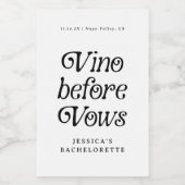 Vino Before Vows | Minimal Retro Bachelorette Weinetikett (Einzelnes Label)