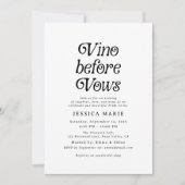 Vino Before Vows | Minimales Retro-Brautparty Einladung (Vorderseite)