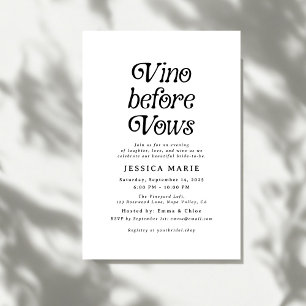 Vino Before Vows Minimales Retro-Brautparty Einladung