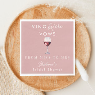 Vino Before Vows Personalisierte rosa Brautparty Serviette