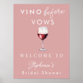 Vino Before Vows Pink Brautparty Willkommen Poster (Vorne)