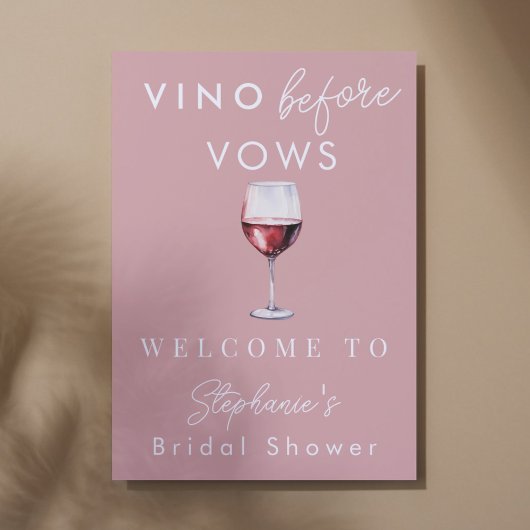 Vino Before Vows Pink Brautparty Willkommen Poster