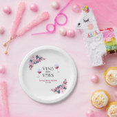 Vino Before Vows Pink Floral Brautparty Pappteller (Party)