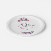 Vino Before Vows Pink Floral Brautparty Pappteller (Schrägansicht)