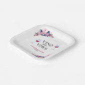 Vino Before Vows Pink Floral Brautparty Pappteller (Gewinkelt)