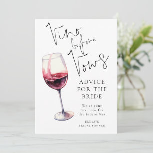 Vino Before Vows Ratgeber Brautparty Game Card Einladung