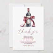Vino Before Vows Red Wine Flasche Bow Brautparty Dankeskarte (Vorderseite)