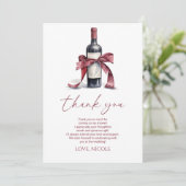 Vino Before Vows Red Wine Flasche Bow Brautparty Dankeskarte (Stehend Vorderseite)