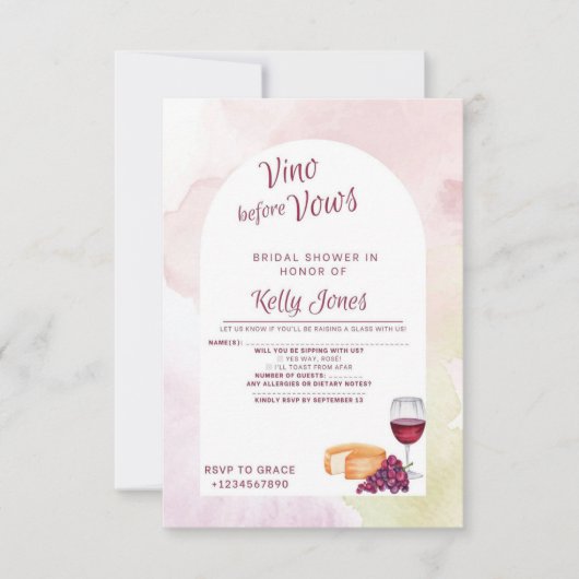Vino Before Vows Response Card RSVP Karte (Vorderseite)