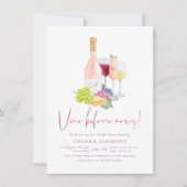 Vino Before Vows Rosa Brautparty Einladung (Vorderseite)