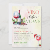 Vino Before Vows Rosa Brautparty zum Thema Wein Einladung (Vorderseite)