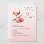 Vino Before Vows Rosa Brautparty zum Thema Wein Einladung (Vorderseite)