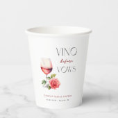 Vino Before Vows Rosa Brautparty zum Thema Wein Pappbecher (Vorderseite)
