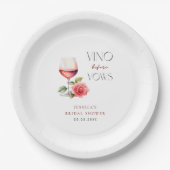 Vino Before Vows Rosa Brautparty zum Thema Wein Pappteller (Vorderseite)