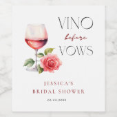 Vino Before Vows Rosa Brautparty zum Thema Wein Weinetikett (Einzelnes Label)