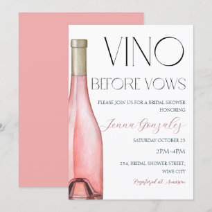 Vino Before Vows Rose Rosa Brautparty Einladung