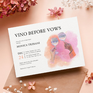 Vino Before Vows Vibrant Pink Orange Bridal Shower Einladung