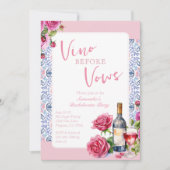 Vino Before Vows Vineyard Bachelorette Einladung (Vorderseite)