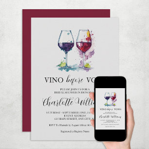Vino Before Vows Wasserfarben-Brautjunggesellinnen Einladung