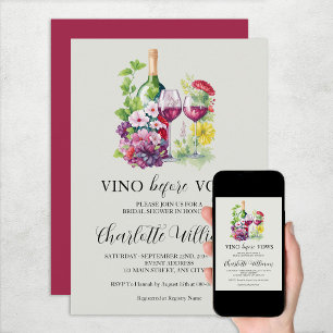 Vino Before Vows Wasserfarben-Wein Brautparty Einladung
