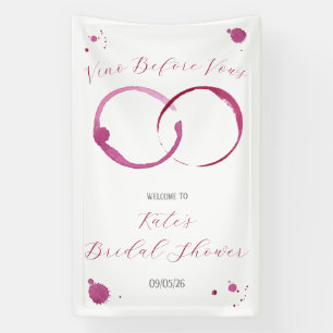 Vino Before Vows, Wein, Brautparty Willkommen Banner